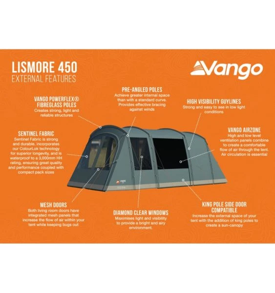 Vango Lismore 450 (Poled) Tent 2023 (Incl. Footprint) - Image 3