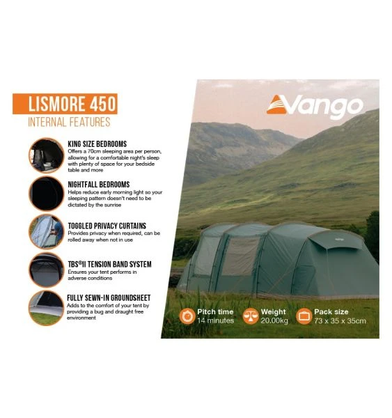 Vango Lismore 450 (Poled) Tent 2023 (Incl. Footprint) - Image 4