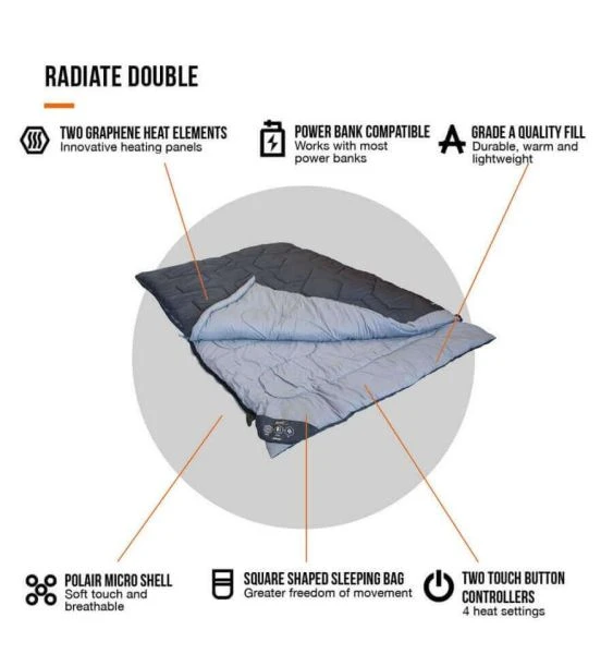 Vango Radiate Sleeping Bag (with Built-in Heater) - Double - Image 3